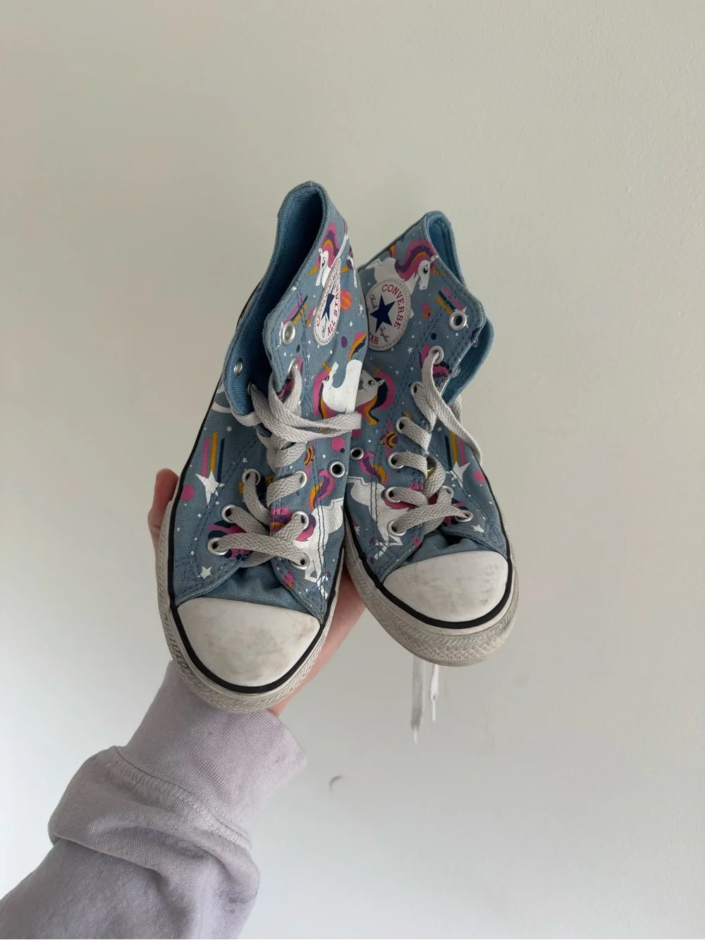 Converse Blue High-Top Sneakers with Unicorn Print